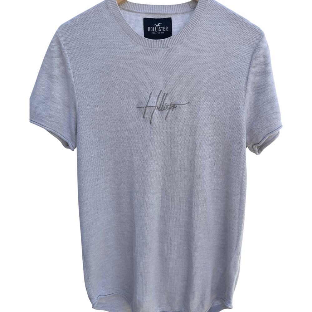 Hollister Waffle Knit T Shirt Mens Medium Gray Short Sleeve Thermal Casual
